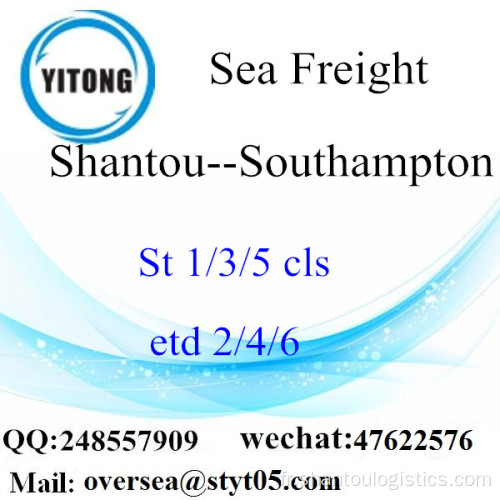 Consolidation LCL de Shantou Port à Southampton